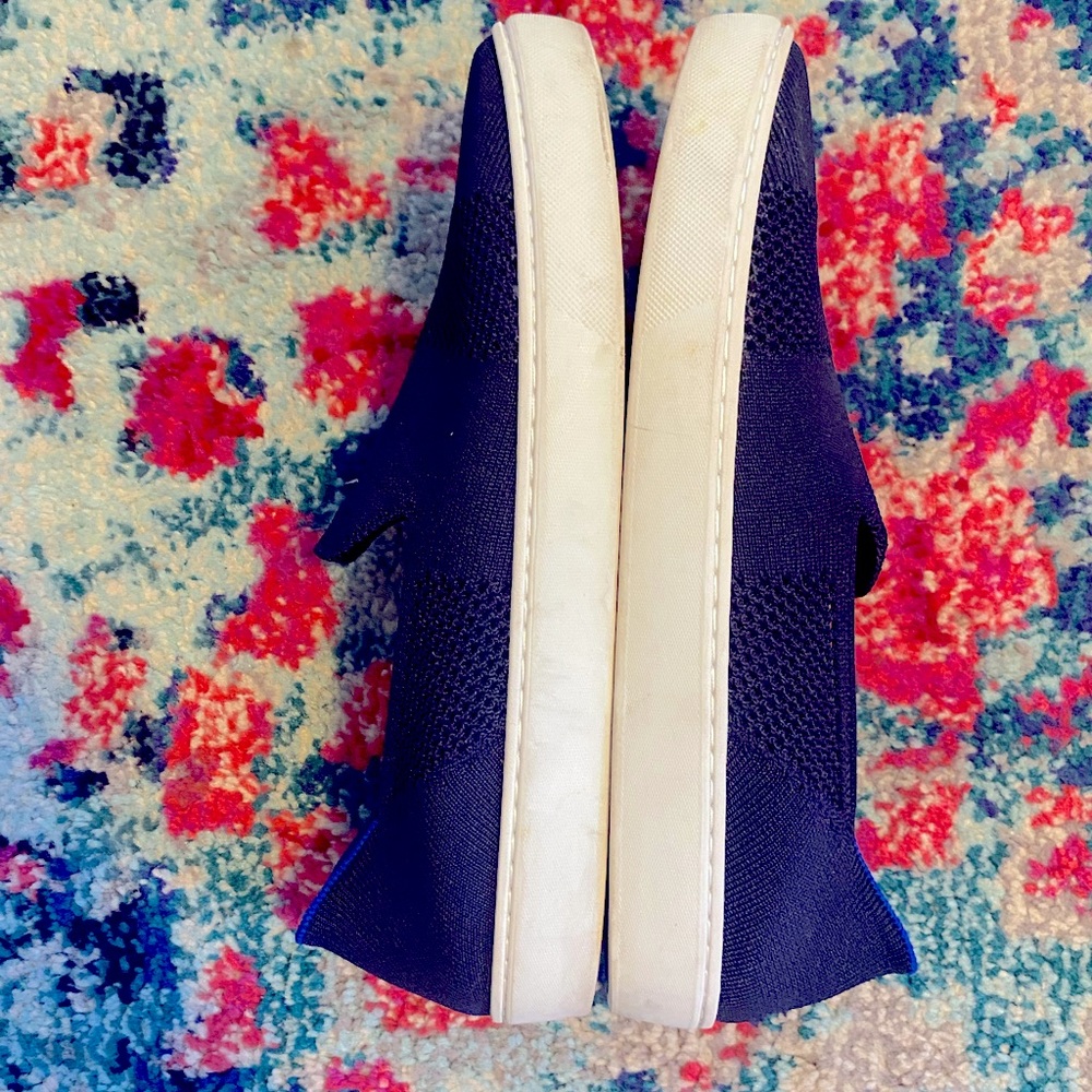 Rothy's Navy Knit Slip-On Sneakers with Orange Liner - Picture 4 of 8